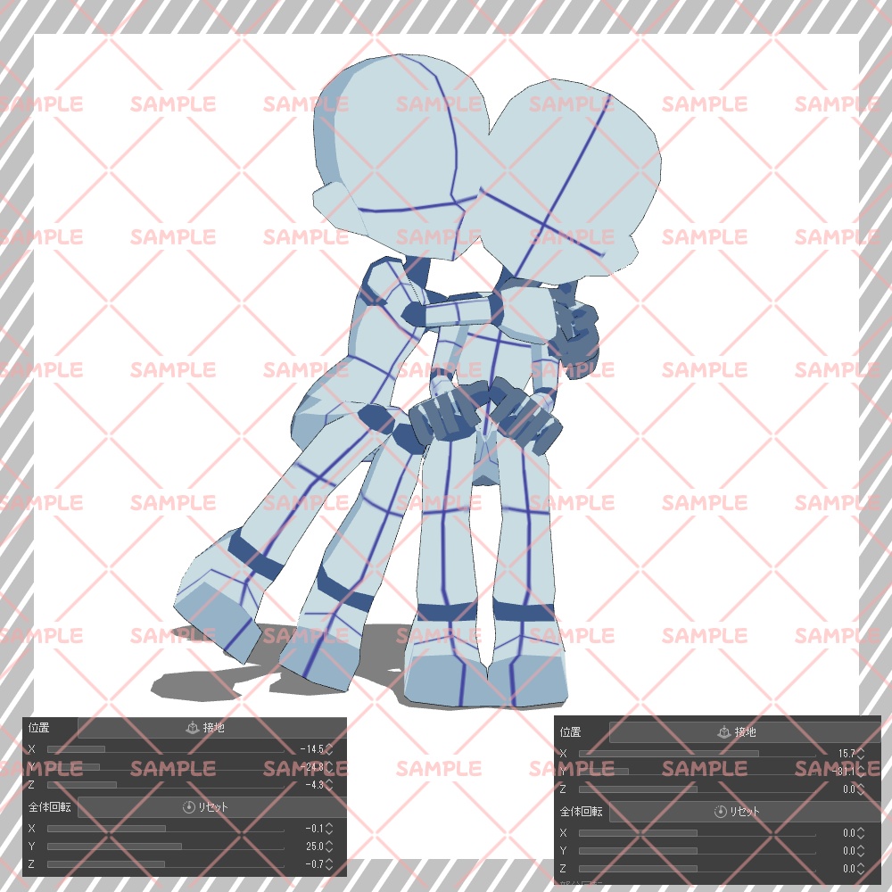 【クリスタ3D素材】Cartoon風4頭身BODY+二人ポーズ12種類【ポーズ素材】