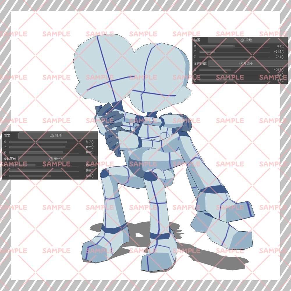 【クリスタ3D素材】Cartoon風4頭身BODY+二人ポーズ12種類【ポーズ素材】