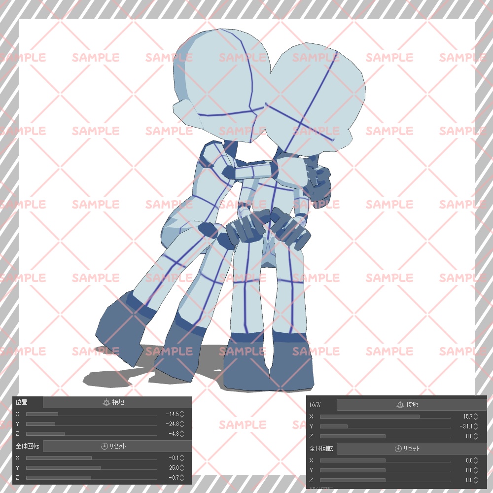 【クリスタ3D素材】Cartoon風4頭身BODY+二人ポーズ12種類【ポーズ素材】