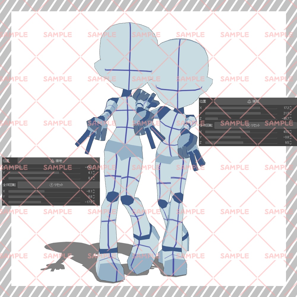 【クリスタ3D素材】Cartoon風4頭身BODY+二人ポーズ12種類【ポーズ素材】
