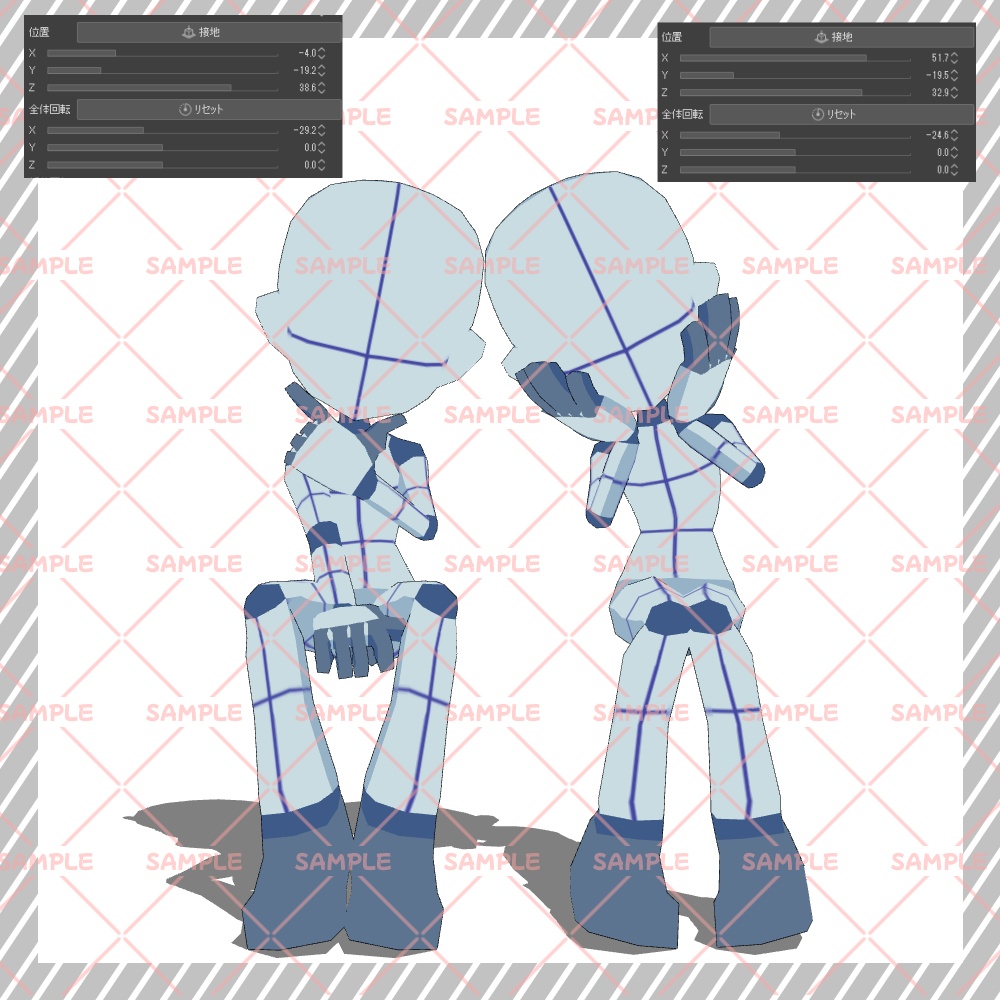 【クリスタ3D素材】Cartoon風4頭身BODY+二人ポーズ12種類【ポーズ素材】