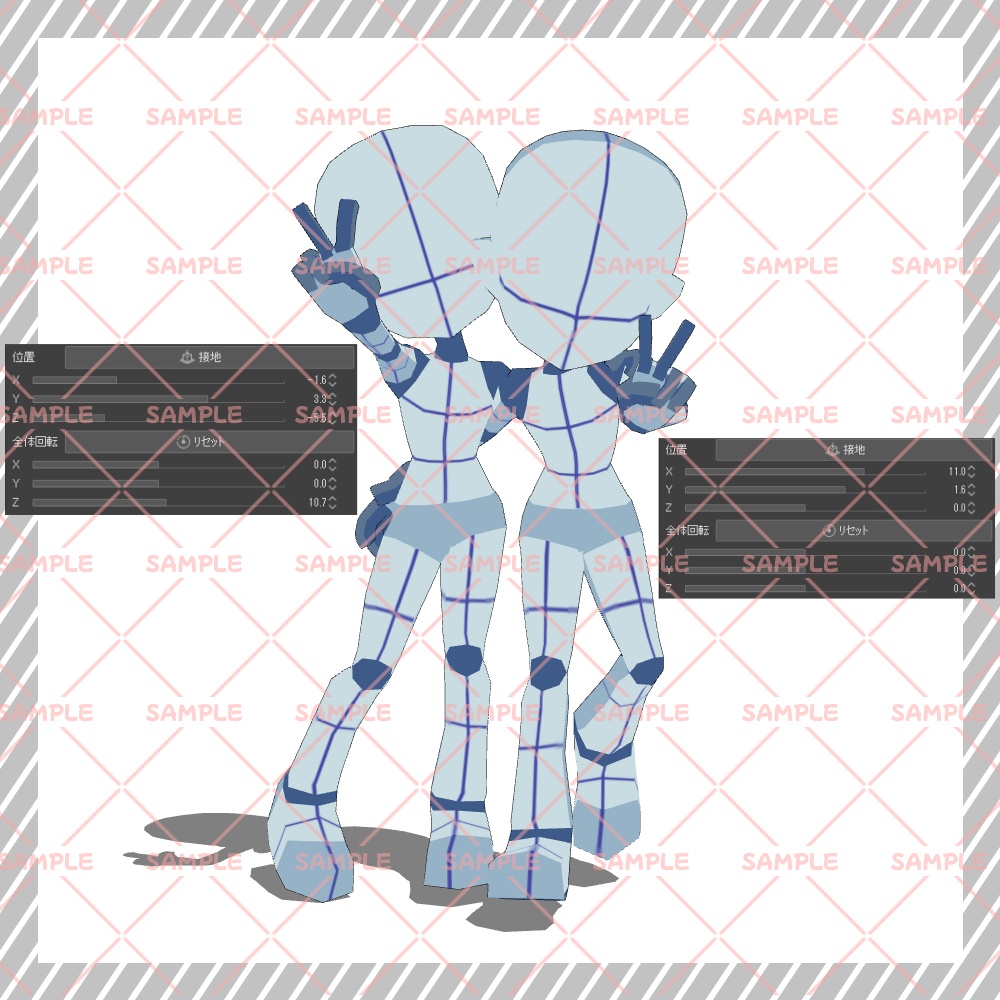 【クリスタ3D素材】Cartoon風4頭身BODY+二人ポーズ12種類【ポーズ素材】