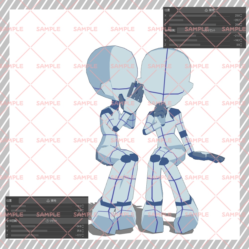 【クリスタ3D素材】Cartoon風4頭身BODY+二人ポーズ12種類【ポーズ素材】