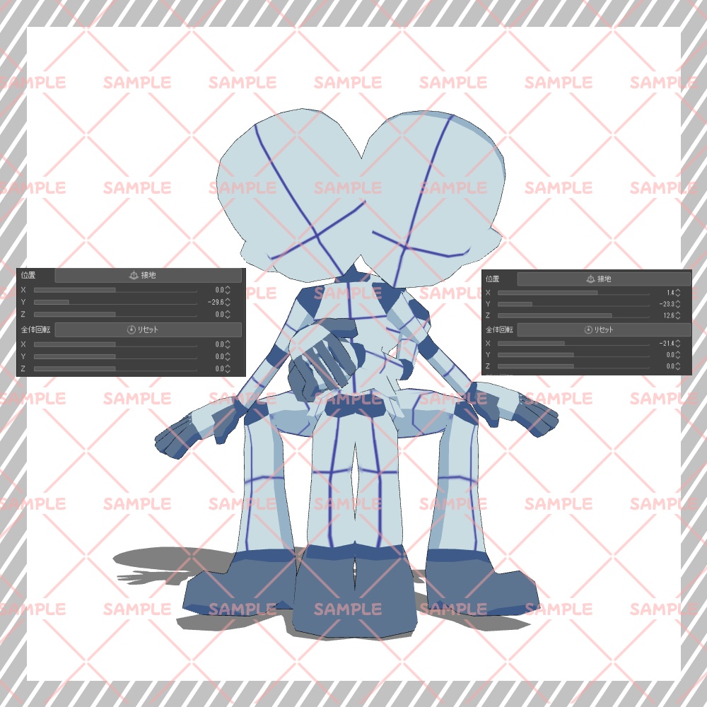 【クリスタ3D素材】Cartoon風4頭身BODY+二人ポーズ12種類【ポーズ素材】