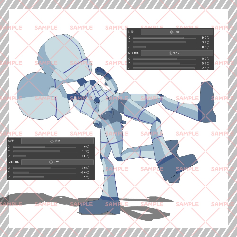 【クリスタ3D素材】Cartoon風4頭身BODY+二人ポーズ12種類【ポーズ素材】