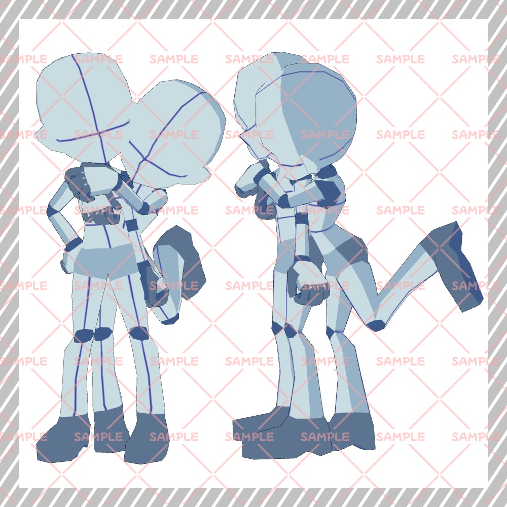 【クリスタ3D素材】Cartoon風4頭身BODY+二人ポーズ12種類【ポーズ素材】 - 隘田の狭間 - BOOTH