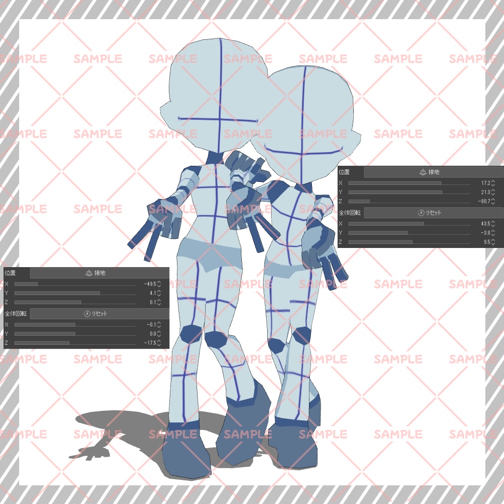 【クリスタ3D素材】Cartoon風4頭身BODY+二人ポーズ12種類【ポーズ素材】