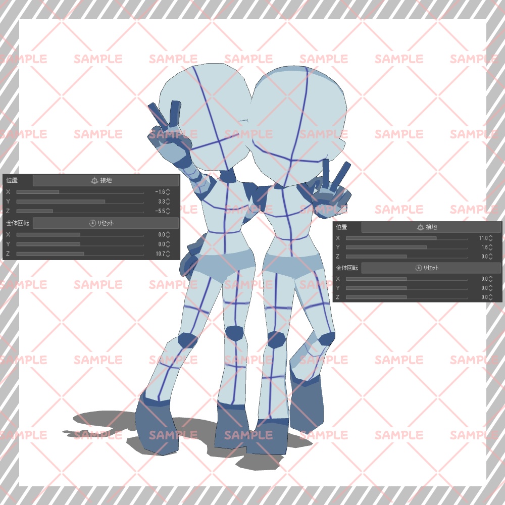 【クリスタ3D素材】Cartoon風4頭身BODY+二人ポーズ12種類【ポーズ素材】