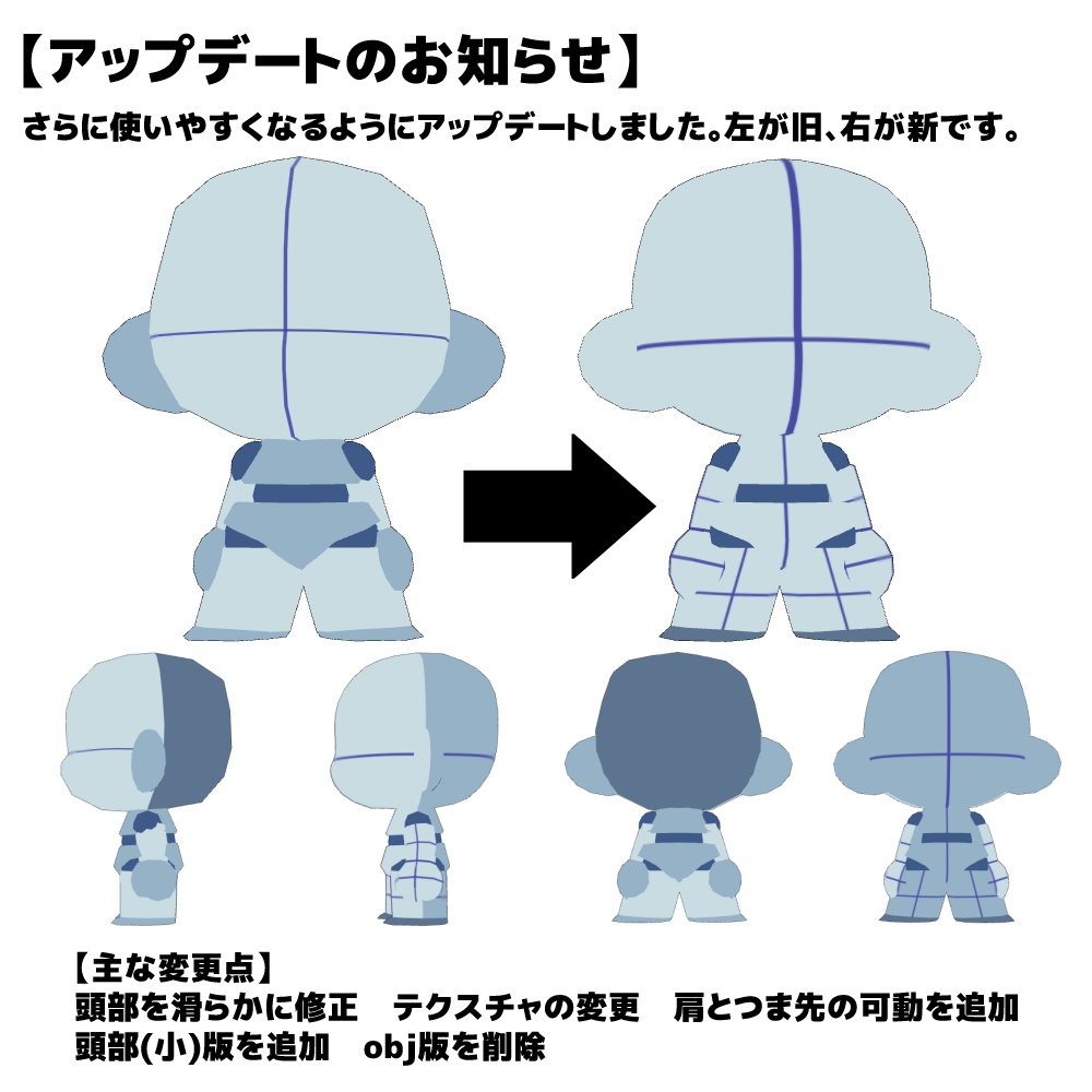 【クリスタ3D素材】ミニミニ2頭身ちゃん