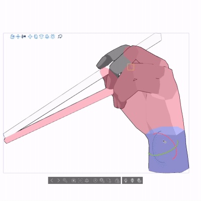 【クリスタ3D素材】箸を持つ手