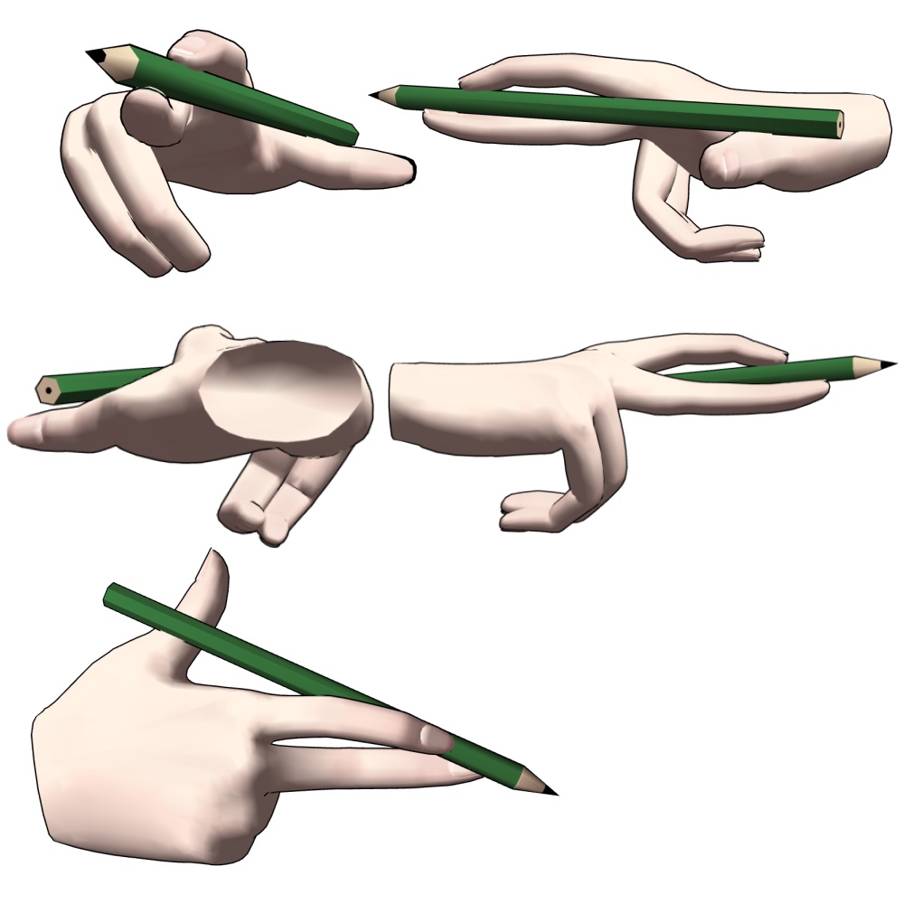 【クリスタ3D素材】ペン+手