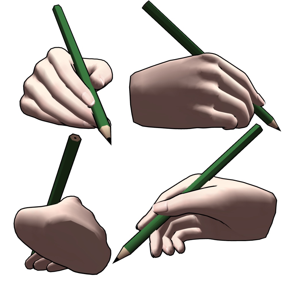 【クリスタ3D素材】ペン+手