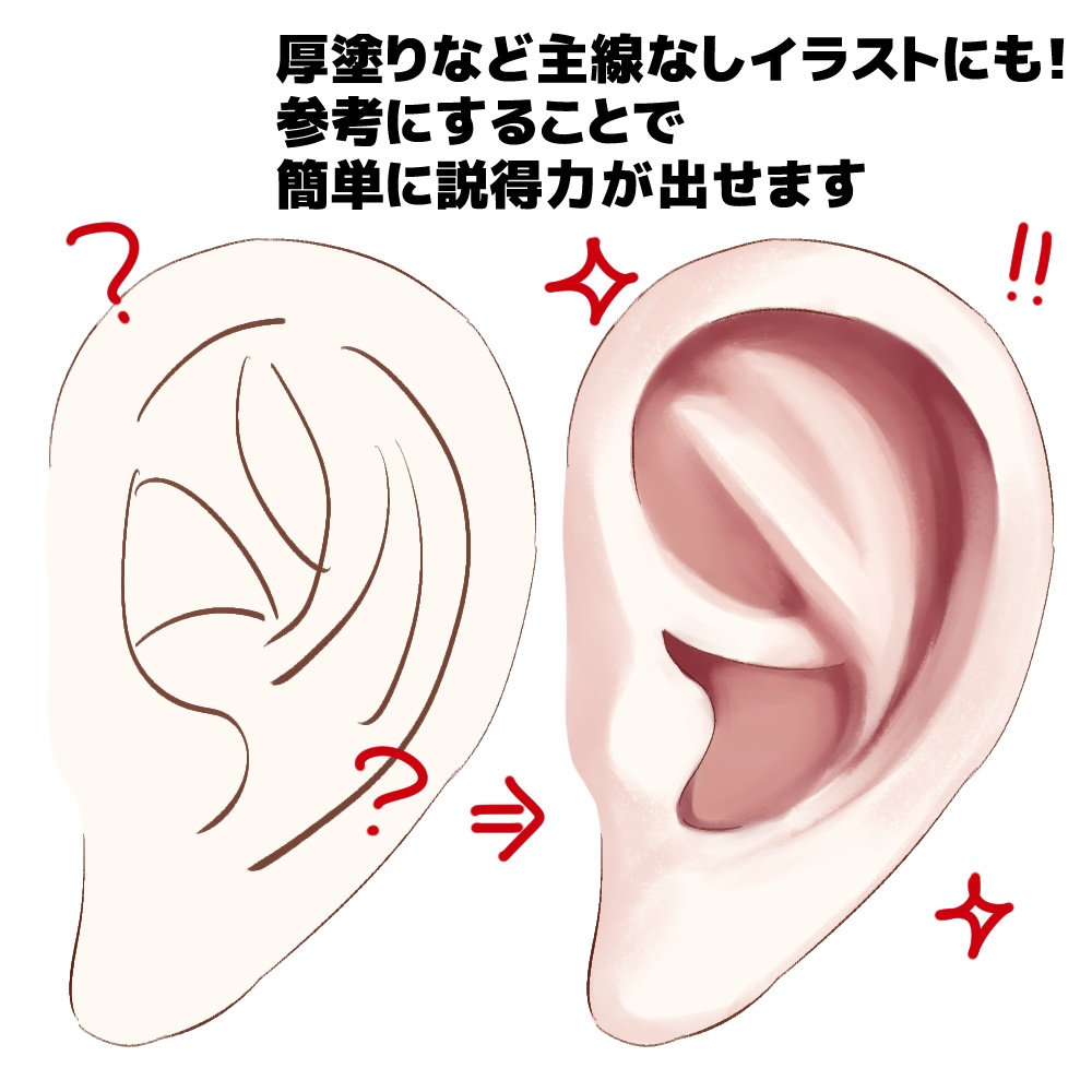 【クリスタ3D素材】realistic ears 3D