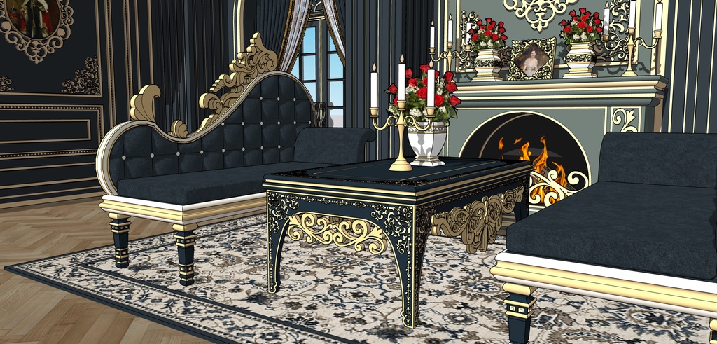 孔雀の邸宅の寝室