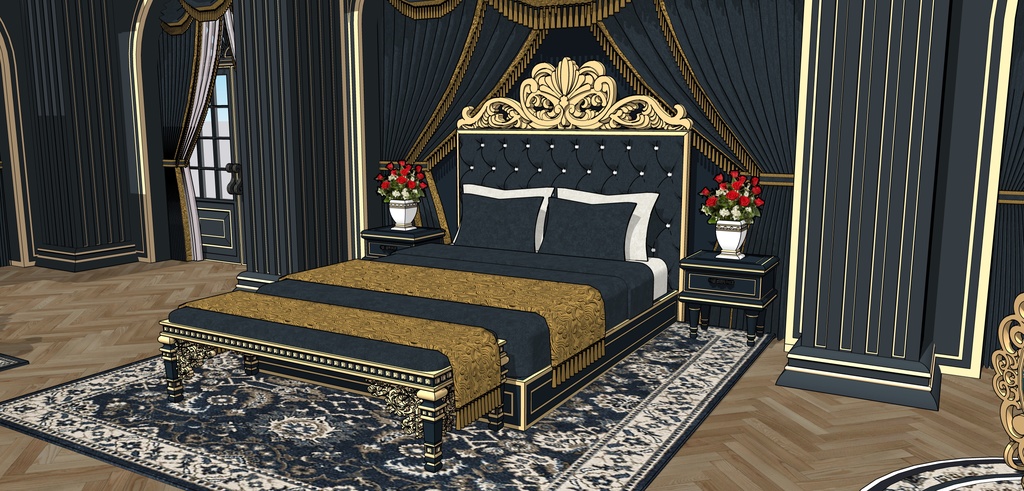孔雀の邸宅の寝室
