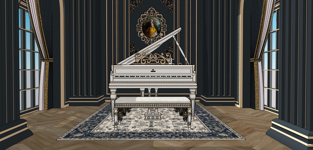 孔雀の邸宅の寝室