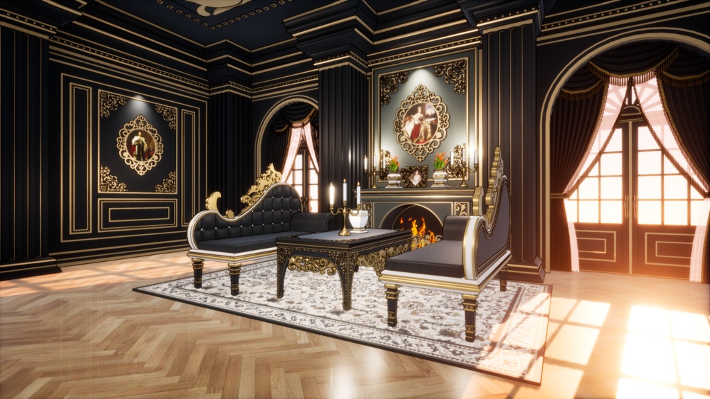 孔雀の邸宅の寝室