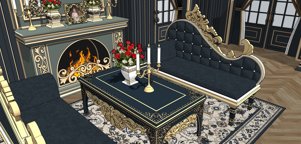 孔雀の邸宅の寝室