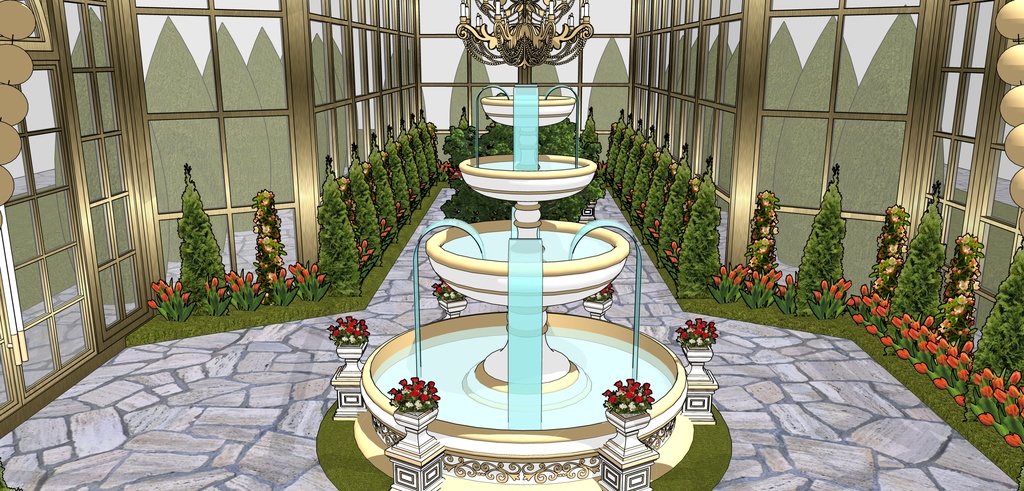 孔雀の邸宅ガラス温室庭園