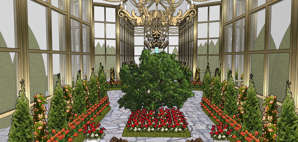 孔雀の邸宅ガラス温室庭園