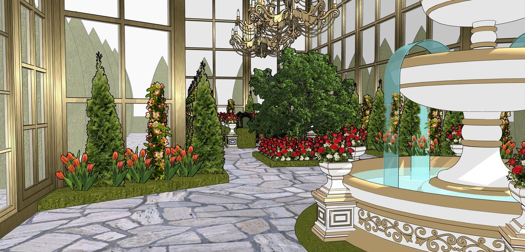 孔雀の邸宅ガラス温室庭園