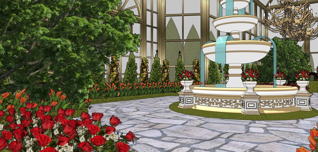 孔雀の邸宅ガラス温室庭園