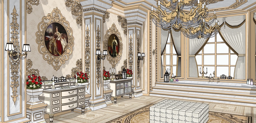 孔雀の邸宅のバスルーム