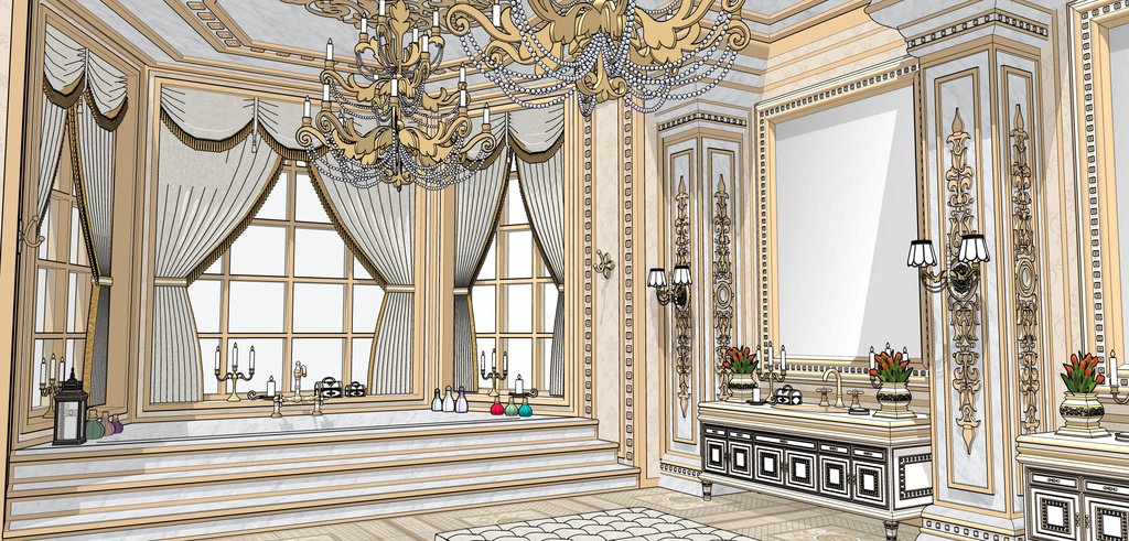 孔雀の邸宅のバスルーム