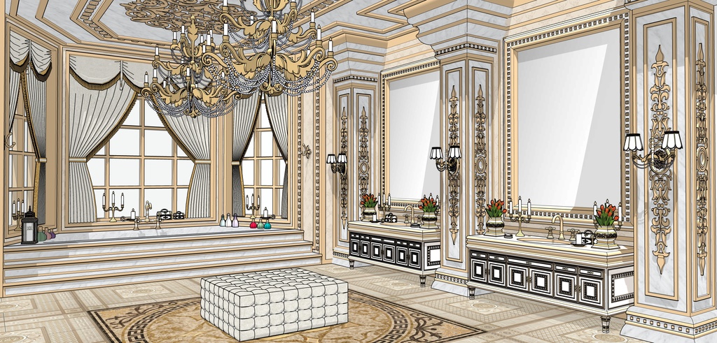 孔雀の邸宅のバスルーム