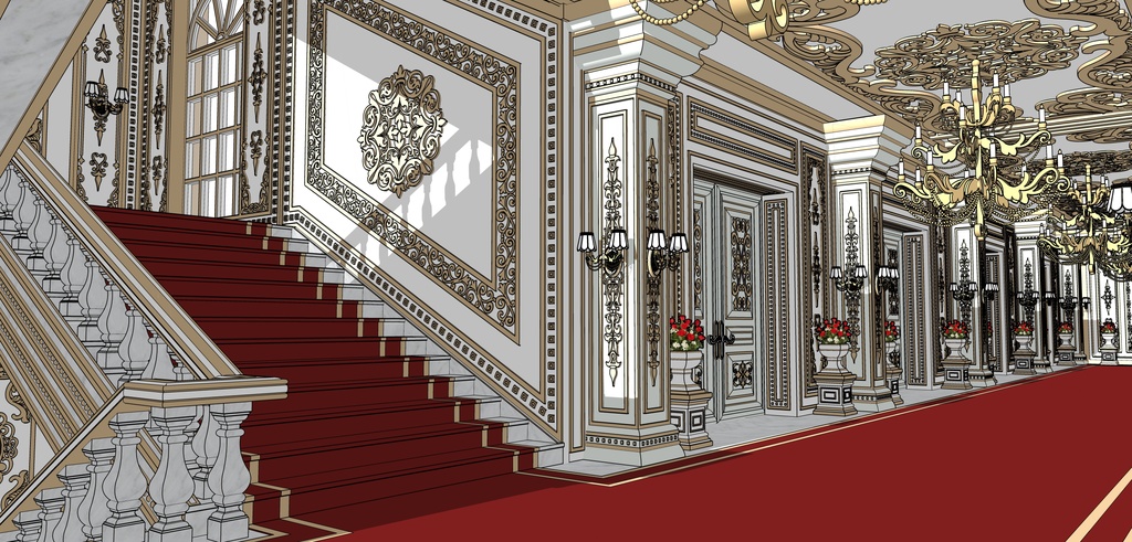 孔雀の邸宅の廊下