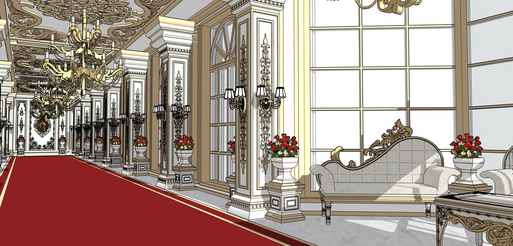 孔雀の邸宅の廊下