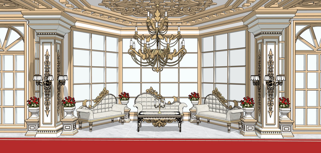 孔雀の邸宅の廊下