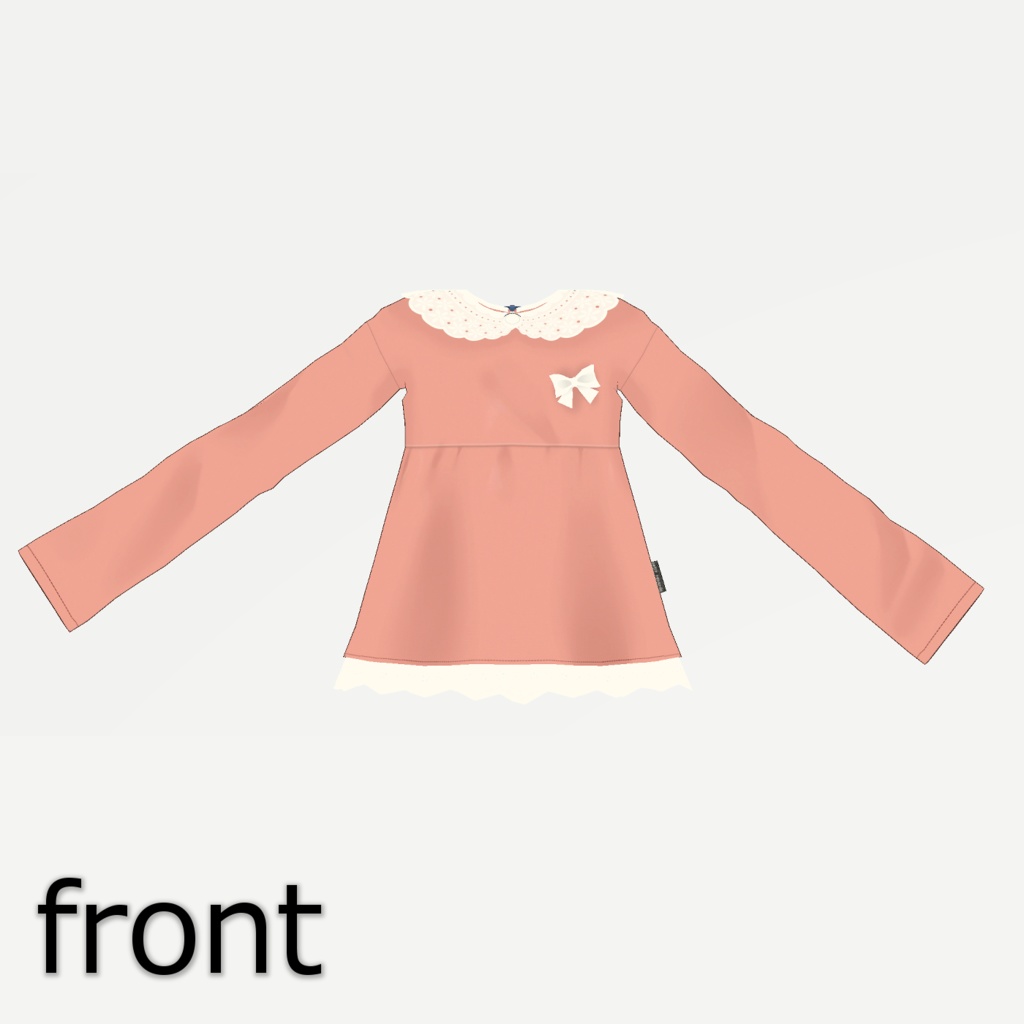 【無料・ラスクちゃん、ちとちゃん対応】長袖レース襟チュニック+フリルショートパンツ【子供服 女の子】