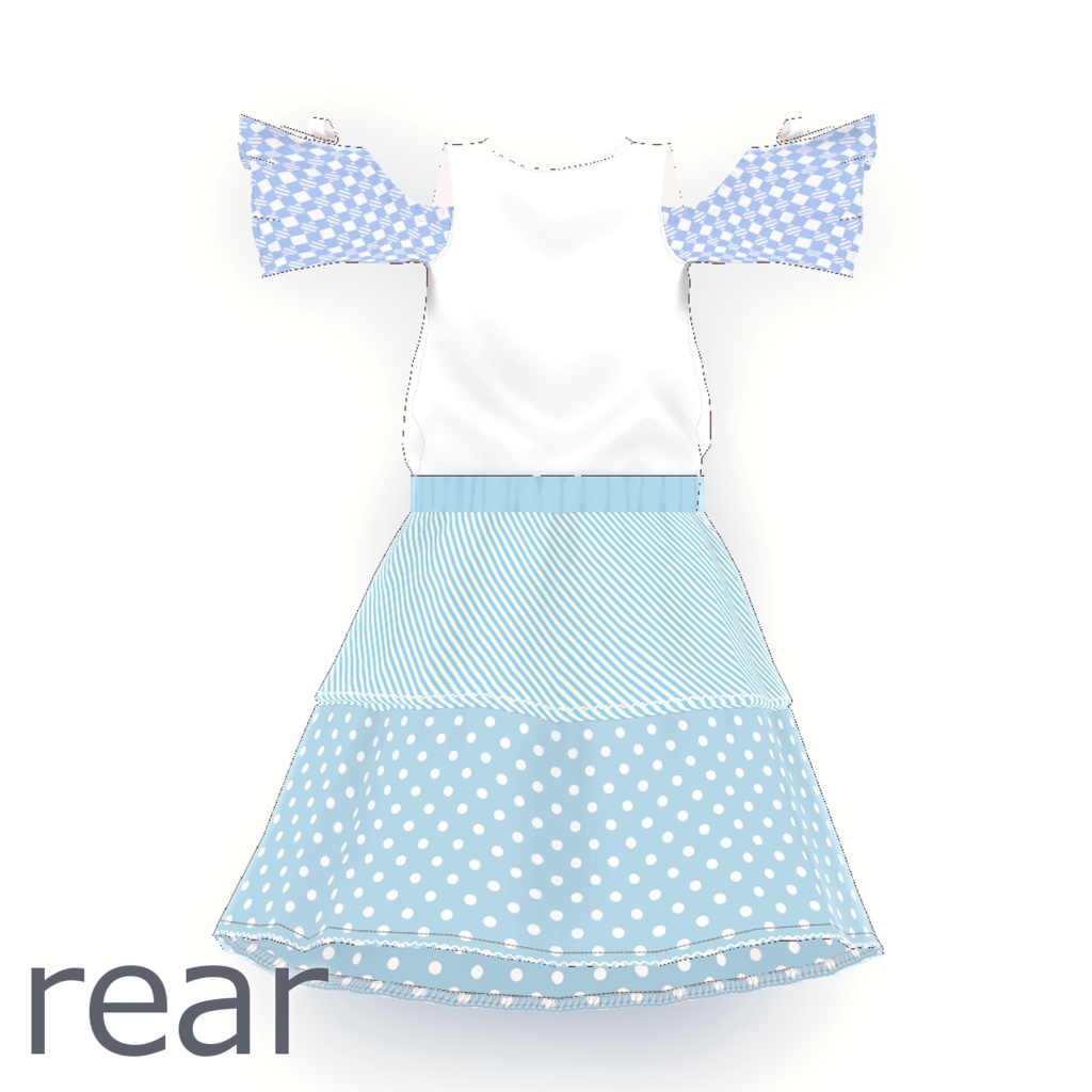 【無料・ラスクちゃん、ちとちゃん対応】オフショルダーカットソー+ティアードスカート【女の子 子供服】