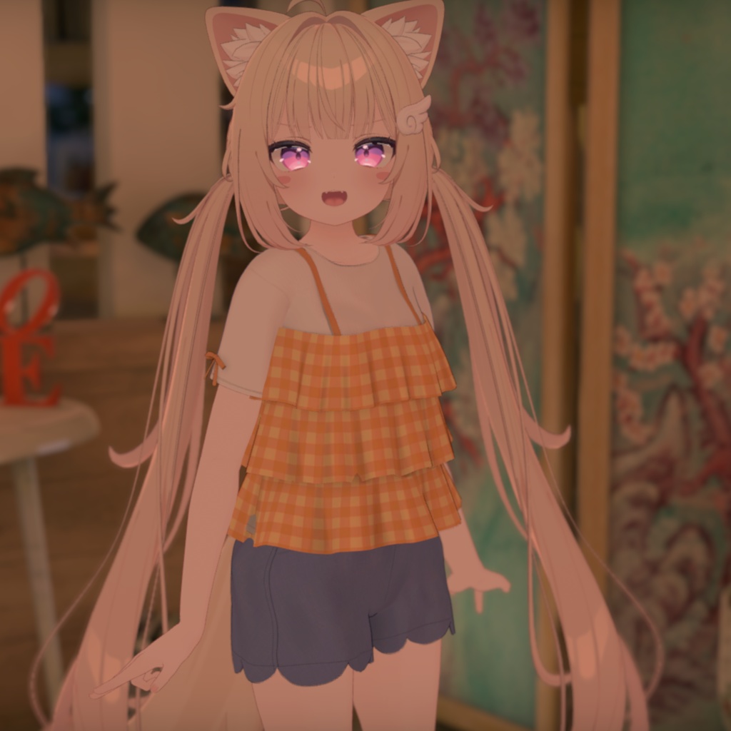 【無料・シフォン対応】フリル付チュニック+スカラップ裾ショートパンツ【女の子・子供服】