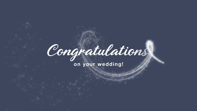 【クレジット表記不要の高解像度版】キラキラ魔法のパーティクルでCongratulations on Your Wedding!【ネイビーブルー】[High-res version with no attribution required] Magical Fairy Dust on Navy Blue Background