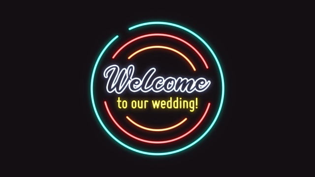 【クレジット表記不要の高解像度版】ネオンサイン風のおしゃれな「Welcome to Our Wedding!」[High-res version with no attribution required] Welcome to Our Wedding! Stylish Retro Neon Sign