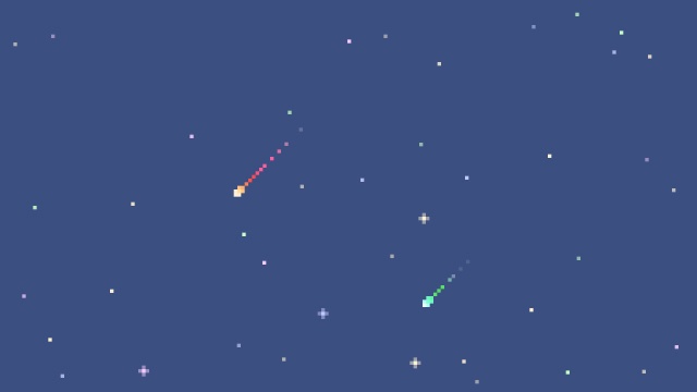 【クレジット表記不要の高解像度版】ドット絵の星空と流れ星がきれいな背景動画素材 [High-res version with no attribution required] 8-bit Pixel Art Starry Sky with Shooting Stars, Looping Background
