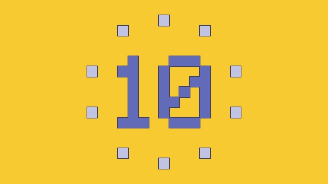【クレジット表記不要の高解像度版】粗いピクセルのドット絵カウントダウン【イエロー背景】[High-res version with no attribution required] Countdown Animation Made of Big Pixels on Yellow Background
