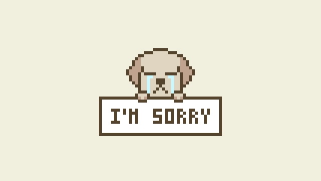 【動画素材】かわいいドット絵の犬が謝る「I'm Sorry」【アイボリー背景】[Stock Video] I'm Sorry, Cute Pixel Art Dog Apologizing on Ivory Background