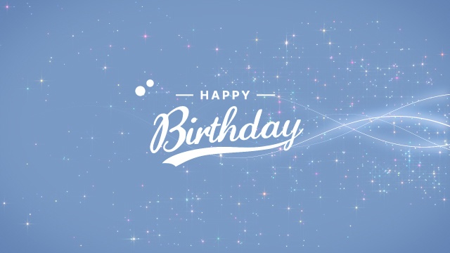 【動画素材】キラキラな光の軌跡で「Happy Birthday」【ライトブルー背景】[Stock Video] Happy Birthday, Sparkling Light Trails and Stardust on Light Blue Background