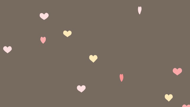 【動画素材】回転する3色のハートがかわいい背景動画素材【ブラウン背景】[Stock Video] Three Colored Rotating Hearts, Brown Loop Background