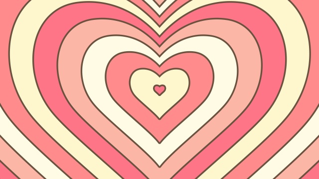 【動画素材】拡大するレトロでグルービーなハートのループ背景素材【Ver.3】[Stock Video] Expanding Retro Groovy Hearts Ver.3, Loop Background