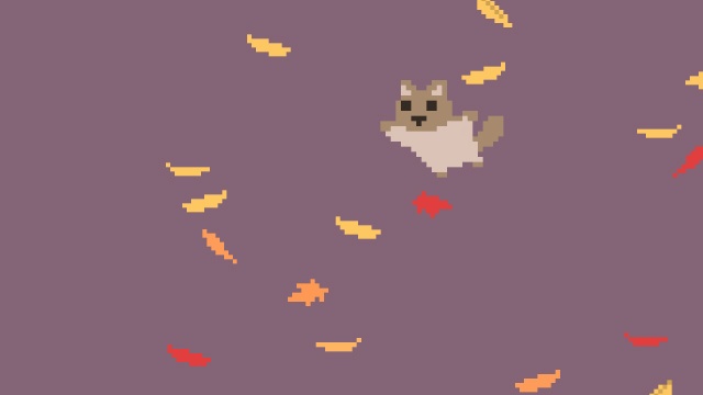 【動画素材】ドット絵の落葉と滑空モモンガの動画素材【パープル背景】[Stock Video] Falling Autumn Leaves and Flying Squirrel in 8-bit Pixel Art, Purple Loop Background
