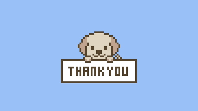 【動画素材】「Thank You」かわいいドット絵わんこが感謝するループアニメーション【ライトブルー背景】[Stock Video] Thank You, Cute Pixel Art Dog Giving Thanks on Light Blue Background, Loop Animation