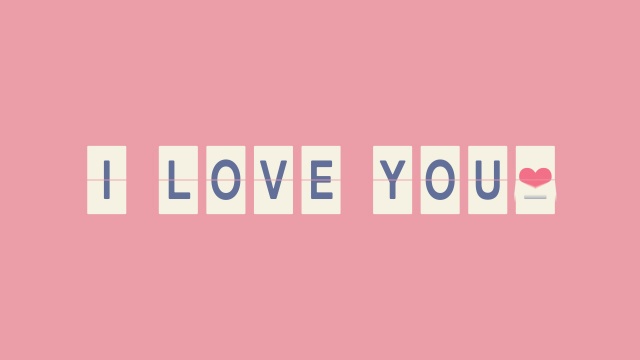 【動画素材】「I Love You」パタパタ表示機のアニメーション素材【ピンク背景】[Stock Video] I Love You, Split-Flap Display Animation on Pink Background