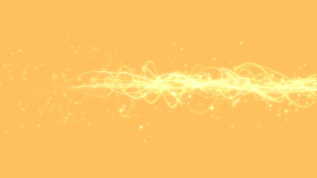 【動画素材】輝くうねうねラインとパーティクルのエフェクト【オレンジ背景】[Stock Video] Winding Light Effects and Particles on Orange Background