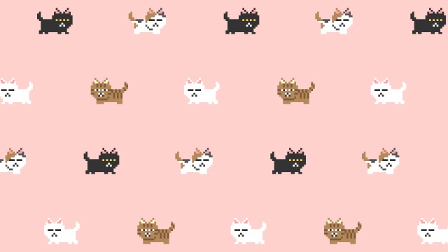 【動画素材】不満げな猫のドット絵パターン背景動画【ピンク背景】[Stock Video] Dissatisfied Cat Pattern in Pixel Art Animation, Pink Loop Background