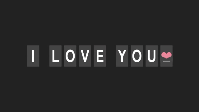 【動画素材】「I Love You」パタパタ表示機のアニメーション素材【ブラック背景】[Stock Video] I Love You, Split-Flap Display Animation on Black Background