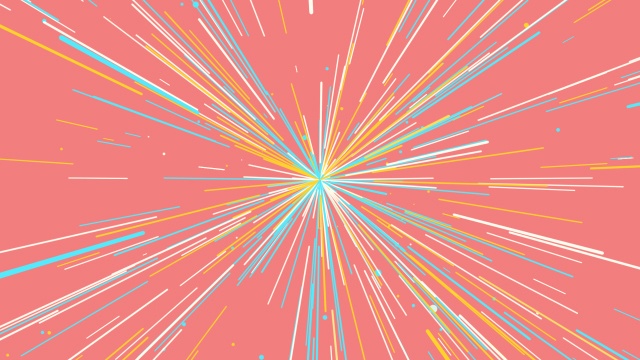 【動画素材】カラフルな3色のラインが放射状に広がる背景動画素材【ピンク背景】[Stock Video] Cyan, Orange, and Ivory Zoom Laser Lines, Pink Loop Background